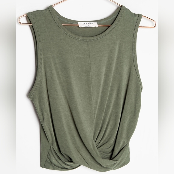 🌻2 for $20 | Zenana Knotted Crop Tank Top - Picture 5 of 15